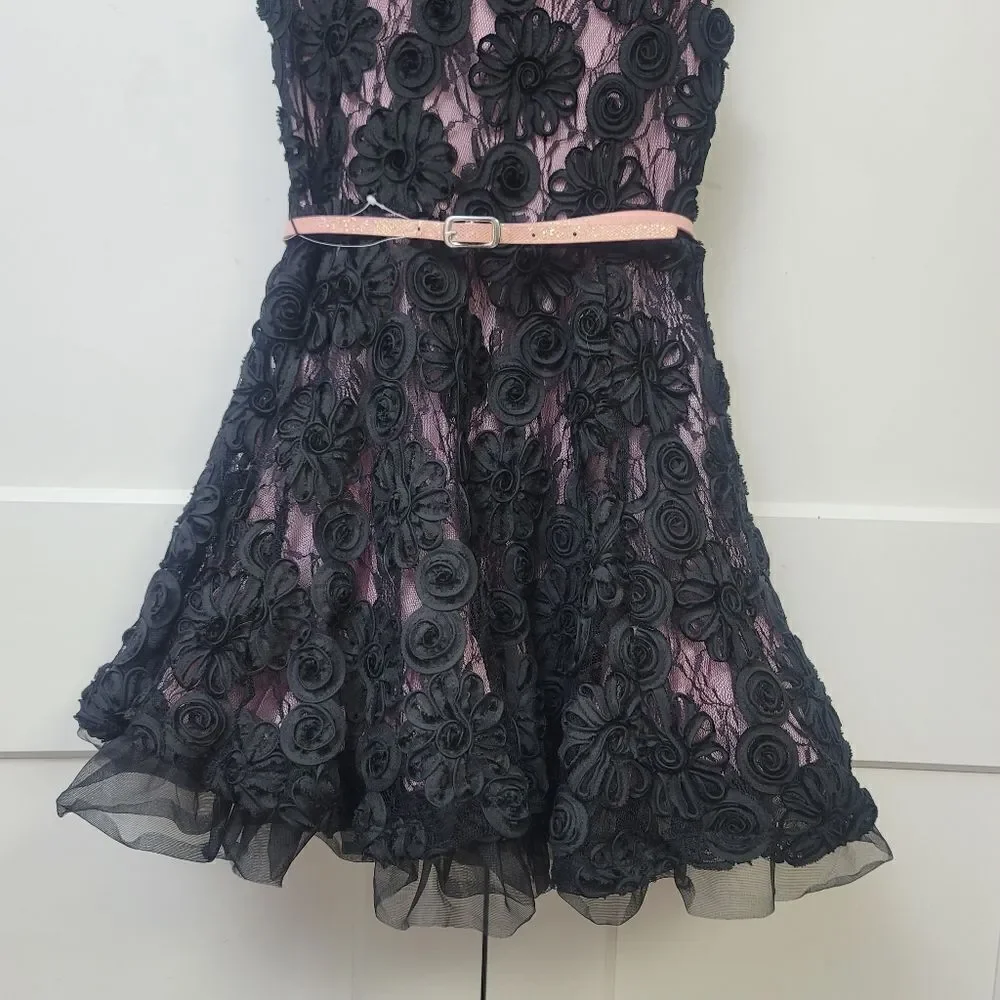 Beautees girls sleeveless rose and crinoline party dress, 10